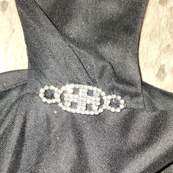 R & M Richards Black Asymmetrical Backless Halter Dress - Picture 5 of 11